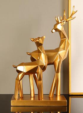 现代轻奢关切面招财鹿树脂饰品创意客厅JF174电视玄柜桌装饰高档