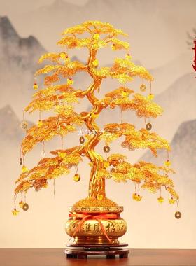 025工编织铝线发财树摇钱树摆件JIANCHUA工2艺品电视柜装开饰品店