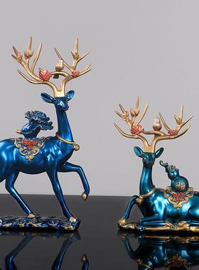 树礼脂工品福字对鹿三件套摆件家居客厅艺玄关饰20221204电视柜装