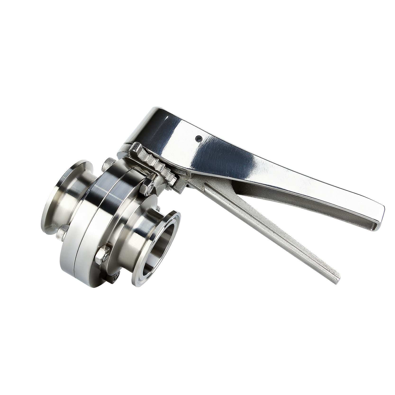 Sanitary stainless steel manual duckbill quick-install butterfly valve