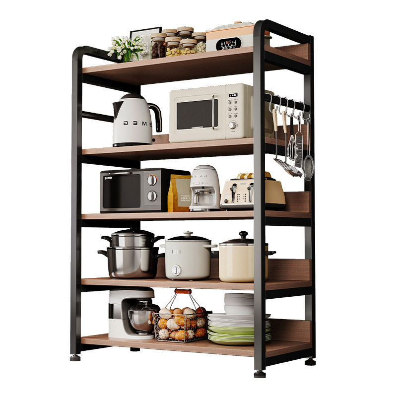 Shelf multi-layer storage and finishing rack kitchen multi-function storage rack floor-standing microwave oven debris storage rack against wall