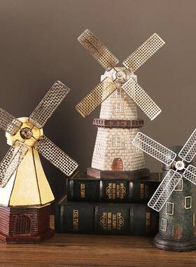 办公室美古田园复风荷兰风车模7111式型旋转客厅摆件家电视柜居装