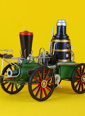 复古QC112做旧火车头模型摆件设意家居房间酒柜创软装饰摆品工艺