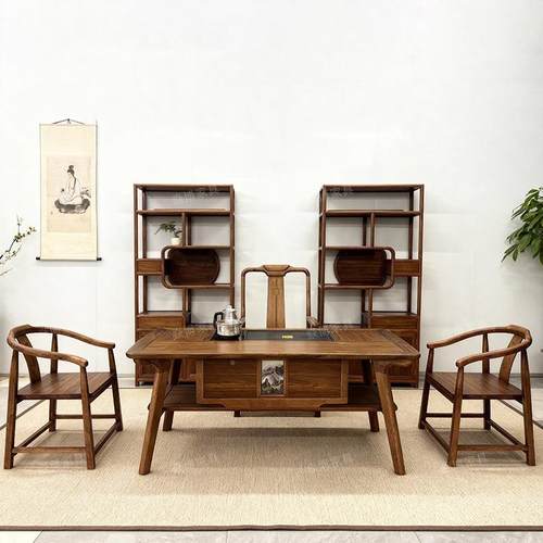 REX中式实木茶桌椅组套合办公茶室家用客厅桌新全茶几茶室功夫泡 - 图0