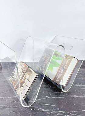 现代简约大楼处样板间理石亚克力书架报书夹售摆件杂志架软1841装