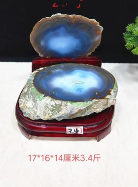 级天然玛瑙聚宝盆紫水奇晶洞蓝白水晶GQZ簇家石原摆件居石头