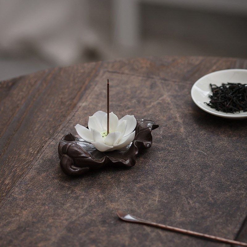 中式创意莲花线香插家用陶瓷室内线香座线香座香托香道卧香炉摆件,淘宝优惠券,粉丝福利购,淘宝优惠卷