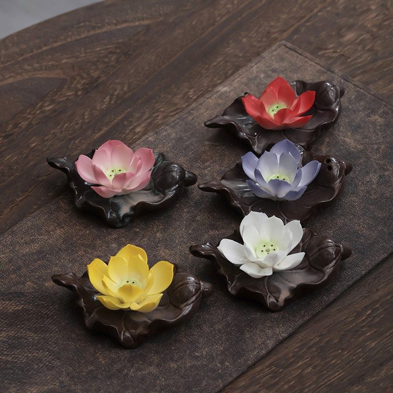 中式创意莲花线香插家用陶瓷室内线香座线香座香托香道卧香炉摆件,淘宝优惠券,粉丝福利购,淘宝优惠卷