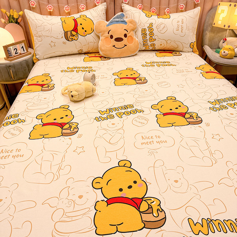 维尼熊纯棉床笠罩单件全棉儿童席梦思床垫套保护罩榻榻米全包床单,淘宝优惠券,粉丝福利购,淘宝优惠卷