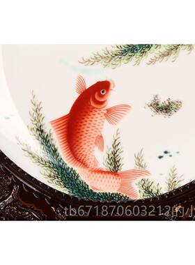 高档景镇陶瓷器 鱼乐图家坐德盘子挂盘 花盘 现 代中式居摆件装饰