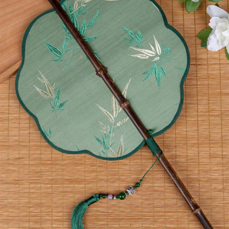 腰扇可卷可折叠八瓣扇团扇长柄古风女夏天古典汉服旗袍舞蹈旋转扇,淘宝优惠券,粉丝福利购,淘宝优惠卷