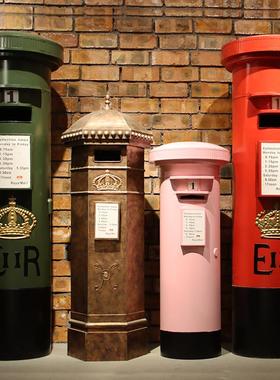 创意邮政邮筒模型复古邮箱信箱铁艺摆件服装店酒吧餐厅装饰摆件