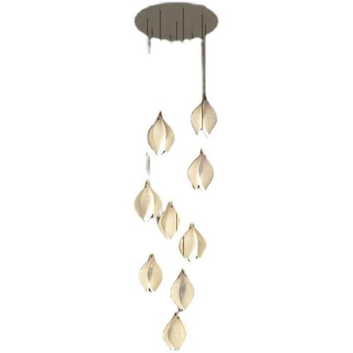 玻璃玉兰花楼梯灯北欧简约酒店吧台灯卧室床头花瓣吊灯多头LED - 图3