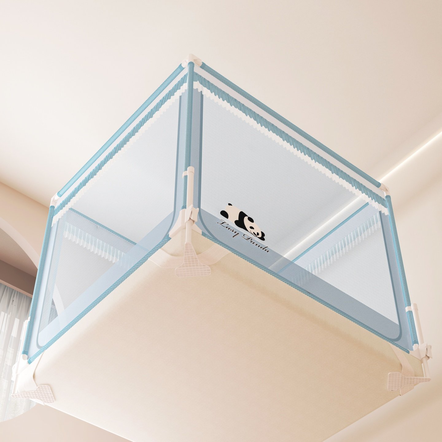 2025新款围栏全底防摔防尘三开门坐床蚊帐家用卧室1.8米床A类纹帐,淘宝优惠券,粉丝福利购,淘宝优惠卷