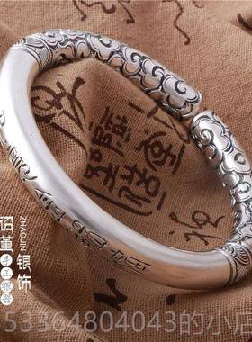 高档齐天圣紧9箍咒情侣定海神针纯银如意金箍棒手镯大9手9足银工