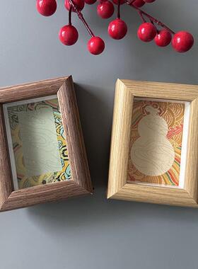 宋锦迷你硬卡书法摆件宣纸卡纸桌面装饰相框台画书法摆台文创diy