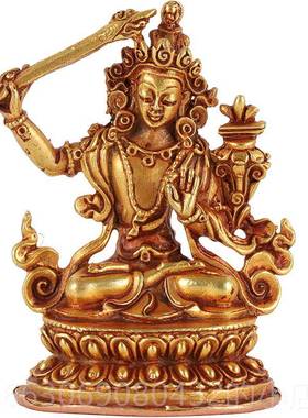 新款藏传民族用鎏品尼文菩萨小佛像殊泊尔全金密宗佛像特价包邮2