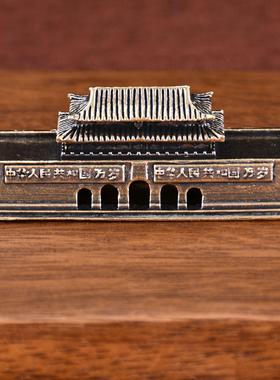 黄铜桌面摆件铜雕工艺品茶宠天安门城楼摆件