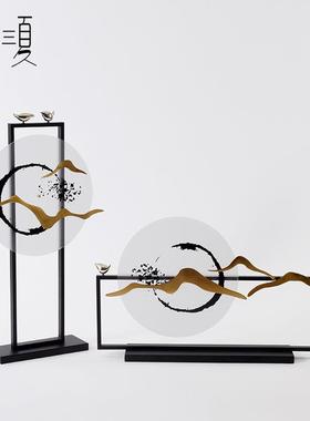 新中式工艺件摆金属博亚克力客厅玄关酒柜摆古架设样板RJL间软装