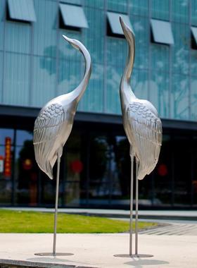 真仙鹤摆件户外玻仿真仙鹤观璃钢仿仿铜雕塑区园林景庭院小售楼部