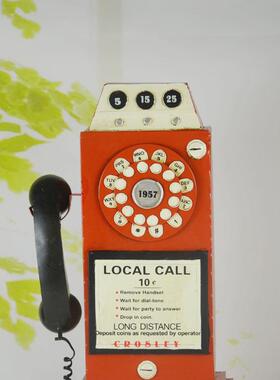 英伦电话机道摄具ys019摆复古电话亭模型家软装影道居具铁件艺电