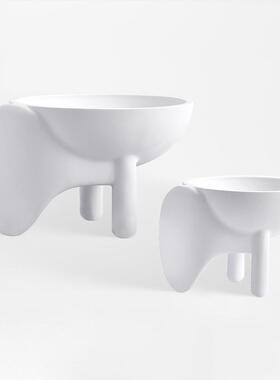 式摆简约黑色三足高脚果中盘茶件客厅几托盘样板间售楼处软装ES-A