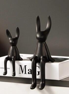 网红耳创意卡通坐柜姿客长兔哑光坐姿摆件高档轻奢厅电视酒柜玄关