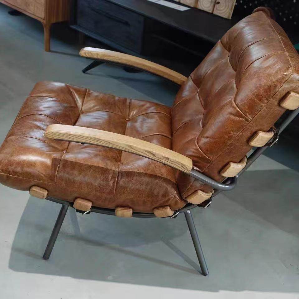 中古风骨休闲椅复古油HKM排蜡皮人师沙发椅创意艺术懒椅设计洽谈,淘宝优惠券,粉丝福利购,淘宝优惠卷