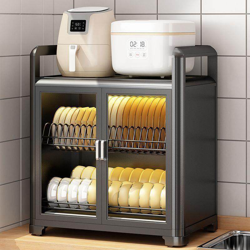 碗柜厨房置层物架多台面密封防尘铝金合橱柜放碗碟盘沥水子收XJE,淘宝优惠券,粉丝福利购,淘宝优惠卷