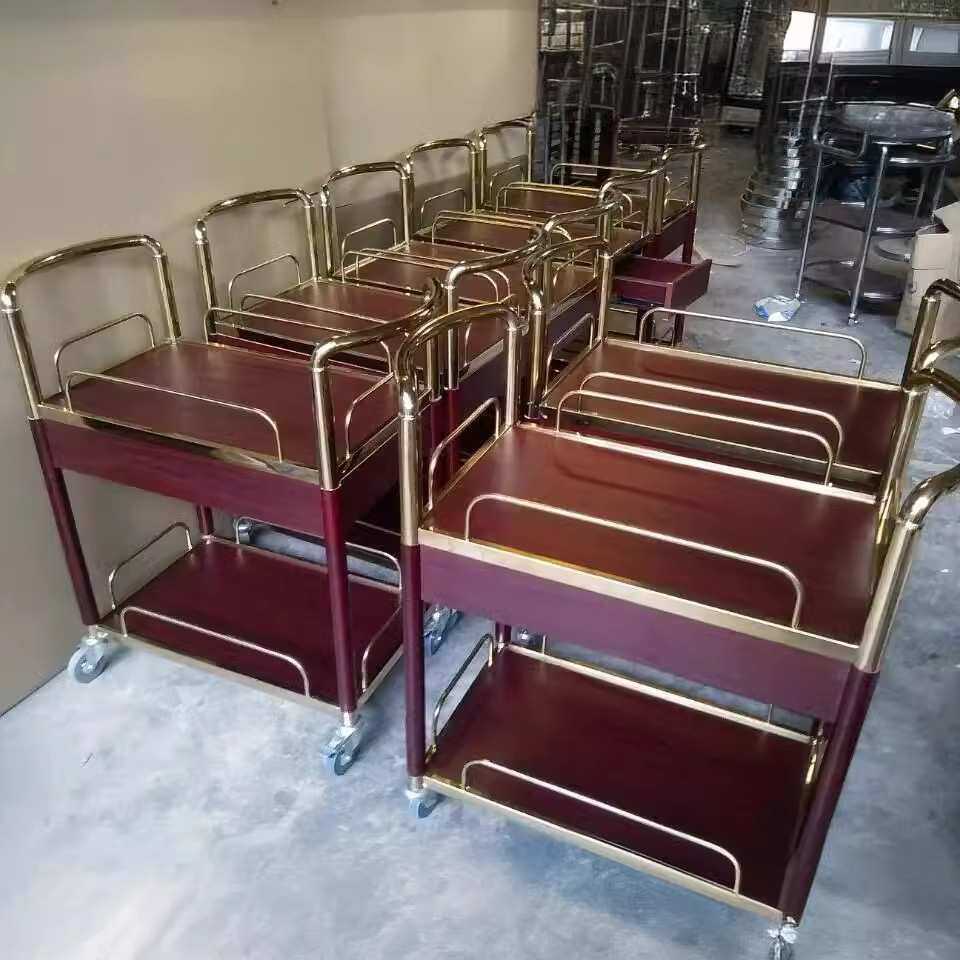 4S店专用饮料车不锈钢镀钛金豪华酒水车双层服务车火锅车手推车,淘宝优惠券,粉丝福利购,淘宝优惠卷