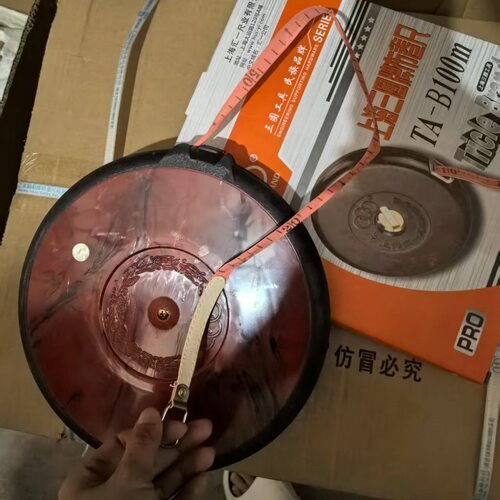 三圈100米胶壳布卷尺TA-B100M 皮卷尺 - 图0