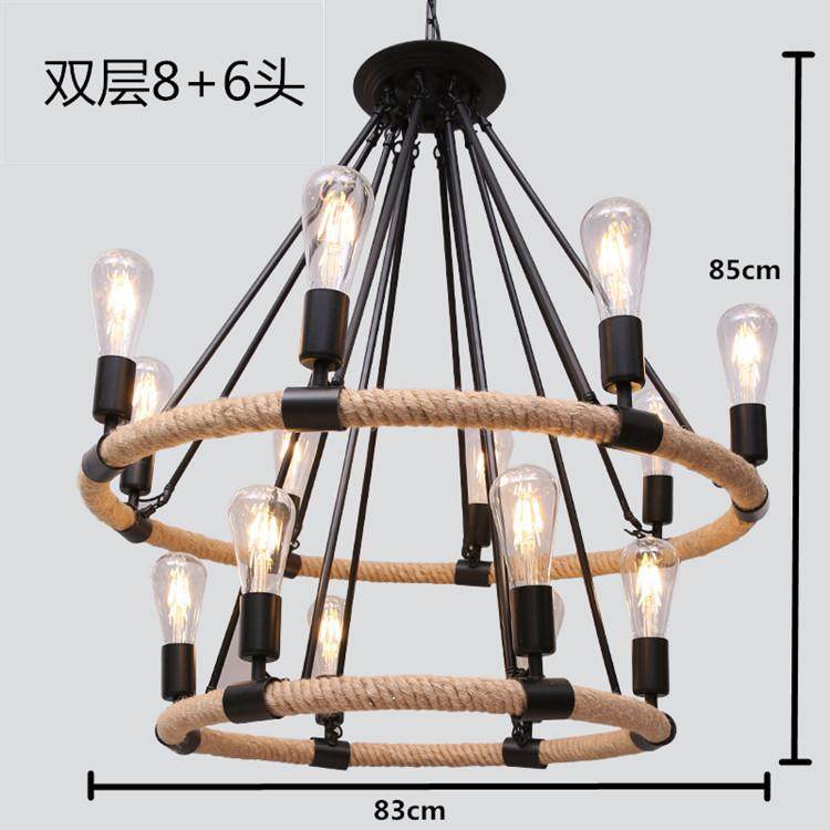 复古工业风吊灯酒吧餐厅服装店美式创意loft铁艺麻绳怀旧个性灯具,淘宝优惠券,粉丝福利购,淘宝优惠卷