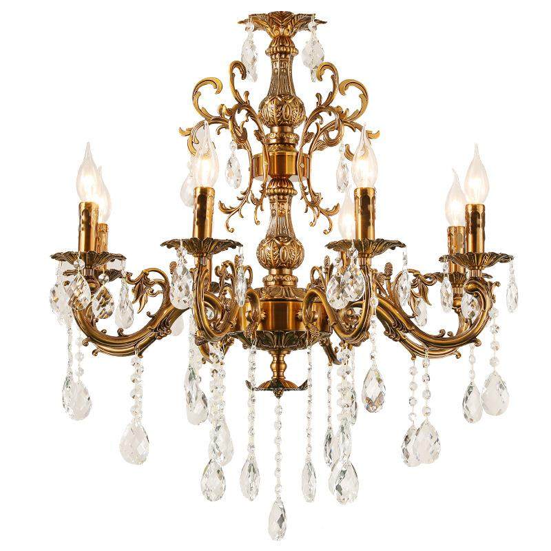 欧吊式合锌金水晶灯奢华客厅灯大气687书餐厅灯复古铜卧室房灯饰,淘宝优惠券,粉丝福利购,淘宝优惠卷