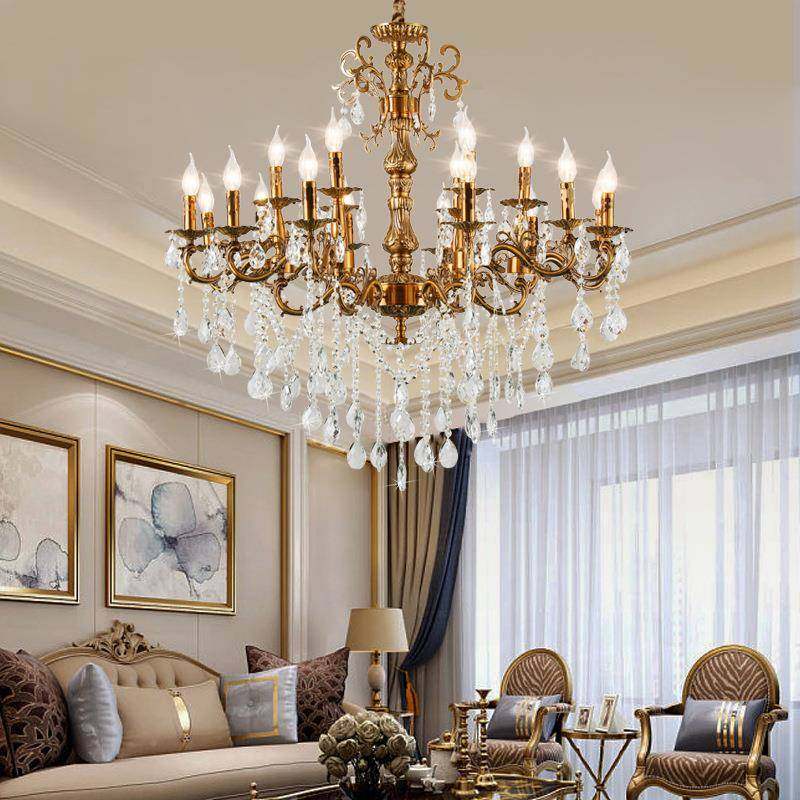 欧吊式合锌金水晶灯奢华客厅灯大气687书餐厅灯复古铜卧室房灯饰,淘宝优惠券,粉丝福利购,淘宝优惠卷