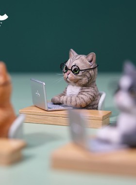 摸鱼猫 可爱创意橘猫咪办公桌面手办模型车内汽车摆件潮玩礼物