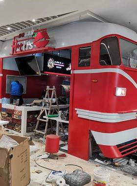 复古汽车车头摆件蒸做旧车模型老式蒸汽机户外YCJ0830-展件览摆美