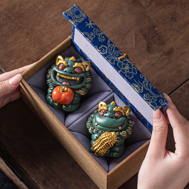招财石狮子一对可爱治愈系好事发生创意工艺品摆件公司个人伴手礼,淘宝优惠券,粉丝福利购,淘宝优惠卷