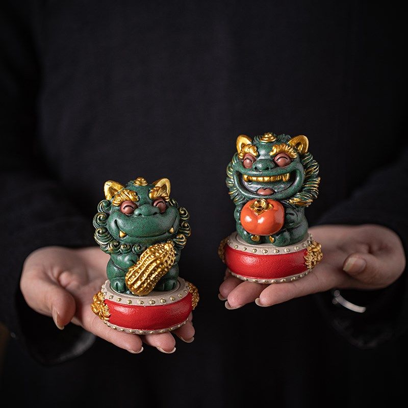 招财石狮子一对可爱治愈系好事发生创意工艺品摆件公司个人伴手礼,淘宝优惠券,粉丝福利购,淘宝优惠卷