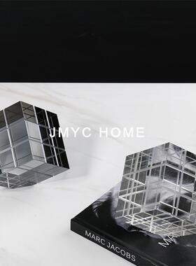 现代简极约透明YAY几何正方形魔方装摆件样板房售楼处厅客软饰品