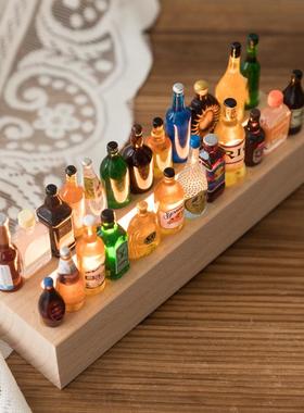 酒瓶质小件夜灯摆迷你QPZ食玩家木居气氛灯diy爱可覆古创意礼物装