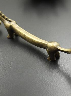 黄铜山羊笔架压纸摆件 仿古玩具 文玩收藏工艺品黄铜领头羊角铜器