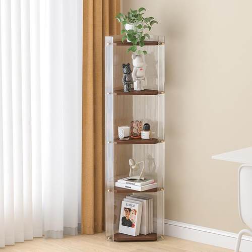 墙角实木三角置物架卫生间洗手台化妆品浴室转角书架亚克力收纳架 - 图2