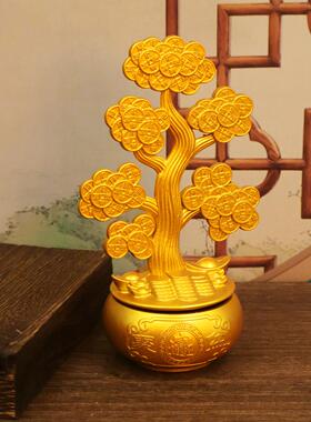 摇钱树转转招财摆件发财树家居客厅酒柜装饰品店铺办公室开业礼品