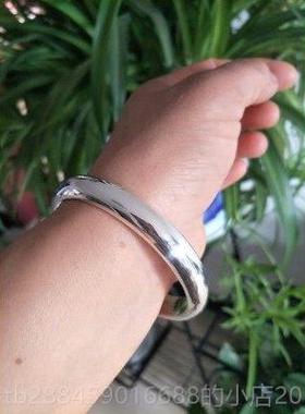 高档面足银999泥鳅手镯 闭口素民族风纯纯手工银手镯背订做可来料