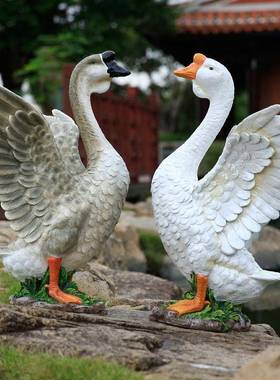 饰仿真大大白鹅鹅摆件工白艺品园林景户外农场院子草坪装树脂观动