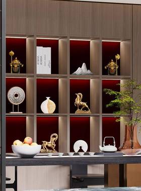 新中式轻奢件软家居装客厅公办室茶室博古架摆书房书柜装F7688877