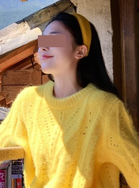 温柔丝绒黄色发箍女2025秋冬新款高颅顶头箍不勒头显脸小发卡发饰