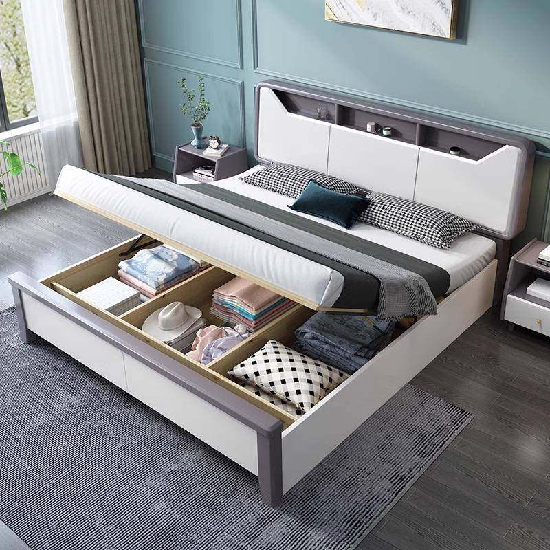 实床.8米1双人床现代简约主卧室家用储物床经济型户大小HWN木型婚,淘宝优惠券,粉丝福利购,淘宝优惠卷