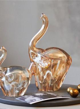 现代创意艺术琉璃牛象动物摆件客厅玄关电视柜书房样板间装饰品