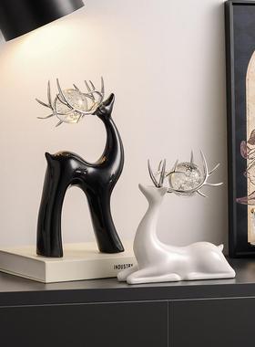 创水晶球视陶瓷85380127鹿摆件轻意奢客厅电柜酒柜家摆居装饰品高